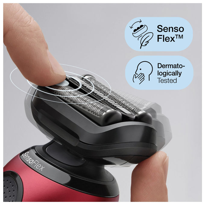 Braun Series 6 61-R1200s Rasoio Elettrico WetandDry Rosso
