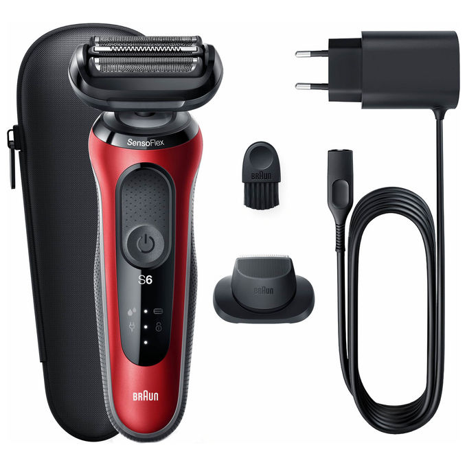 Braun Series 6 61-R1200s Rasoio Elettrico WetandDry Rosso