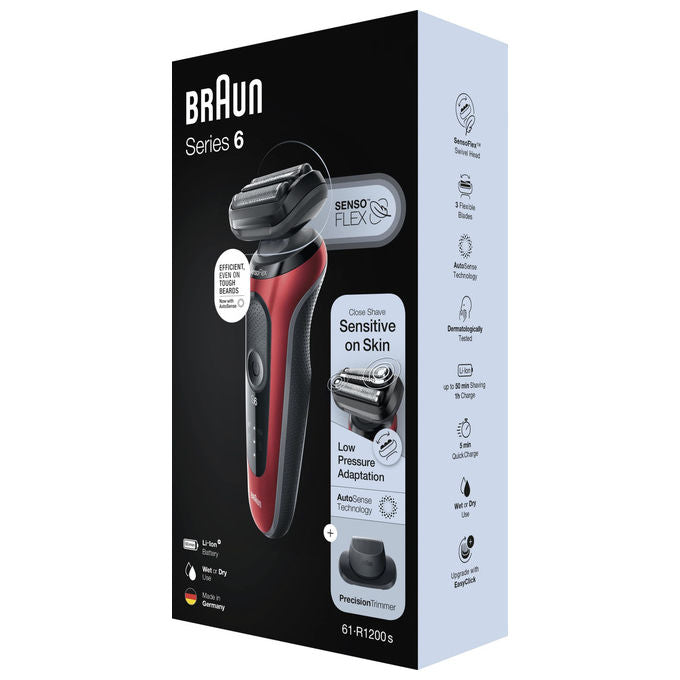Braun Series 6 61-R1200s Rasoio Elettrico WetandDry Rosso