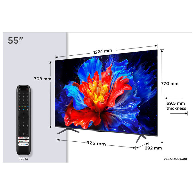 TCL 55P89K Smart Tv Qled 4K 55'' 144Hz Audio Onkyo 2.1 Google Tv