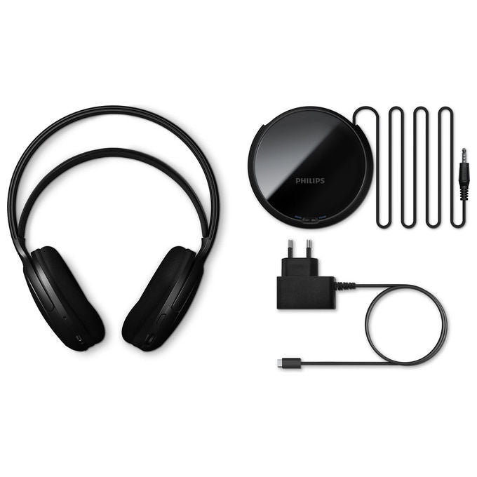 Philips SHC5200M2-12 Cuffie Wireless Over-Ear per TV USB Tipo-C Autonomia 30h Ricarica Rapida colore Nero