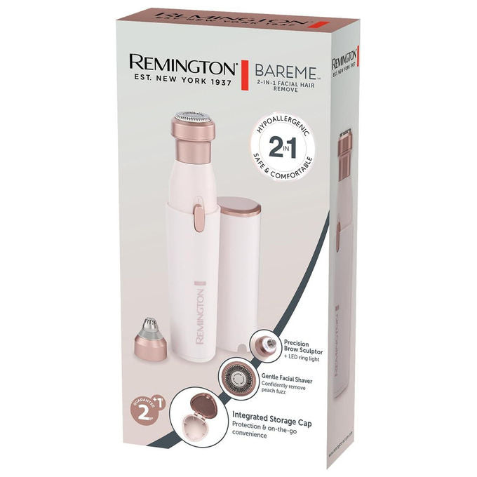 Remington WFS200 BareMe Rasoio Viso Donna 2 in 1 Wet and Dry 80 min autonomia USB-C colore Bianco e Rosa