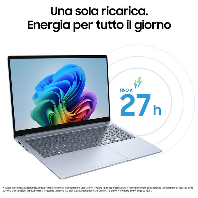 Samsung NP750XQB-KA2IT Galaxy Book4 Edge Notebook Snapdragon X Elite 16 GB 512 GB SSD colore Blu
