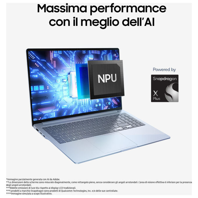 Samsung NP750XQB-KA2IT Galaxy Book4 Edge Notebook Snapdragon X Elite 16 GB 512 GB SSD colore Blu