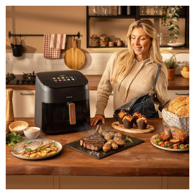 Cecotec CECOFRYandGRILL SMOKIN' 8500 Friggitrice ad aria 8.5 L 2200 W 10 programmi Touch colore Nero Marrone