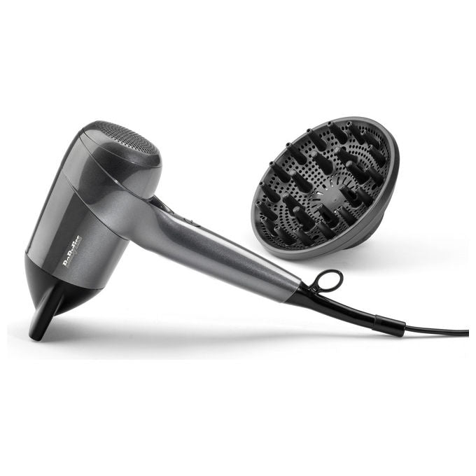 BaByliss D6200DE Titanium Shine Asciugacapelli 1600 W Motore Digitale Ionico Anti-Crespo 3 Velocita' 3 Temperature Diffusore colore Acciaio