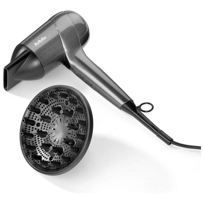 BaByliss D6200DE Titanium Shine Asciugacapelli 1600 W Motore Digitale Ionico Anti-Crespo 3 Velocita' 3 Temperature Diffusore colore Acciaio