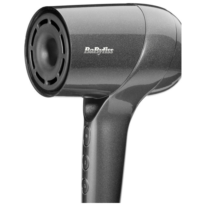 BaByliss D6200DE Titanium Shine Asciugacapelli 1600 W Motore Digitale Ionico Anti-Crespo 3 Velocita' 3 Temperature Diffusore colore Acciaio