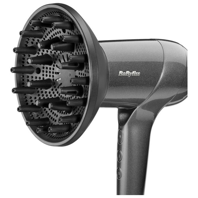 BaByliss D6200DE Titanium Shine Asciugacapelli 1600 W Motore Digitale Ionico Anti-Crespo 3 Velocita' 3 Temperature Diffusore colore Acciaio