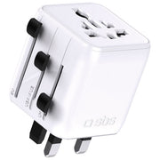 SBS Adattatore Universale da Viaggio 2500W Spine EU UK US AUS Bianco