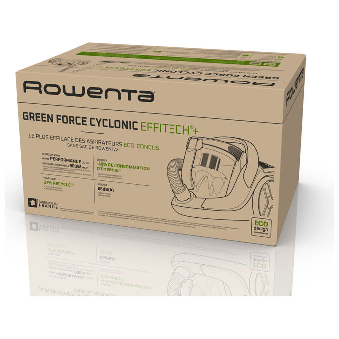 Rowenta RO7C66 Green Force Cyclonic Aspirapolvere a Traino Senza Sacco 2,5 L 500 W 66 dB colore Nero Grigio