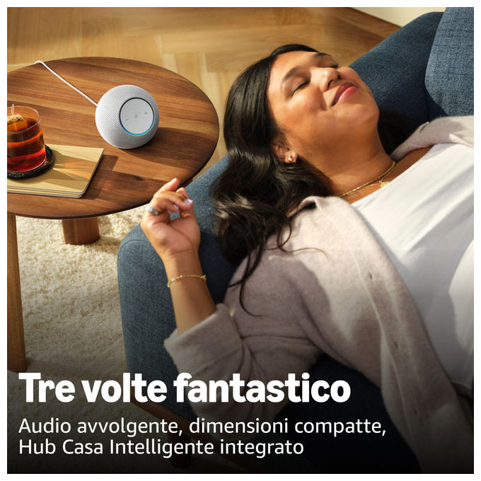 Amazon B0DKLVWZPF Echo Dot Max Altoparlante Smart Hub Casa Intelligente Zigbee Matter Wi-Fi 6E Bluetooth 5.3 colore Bianco