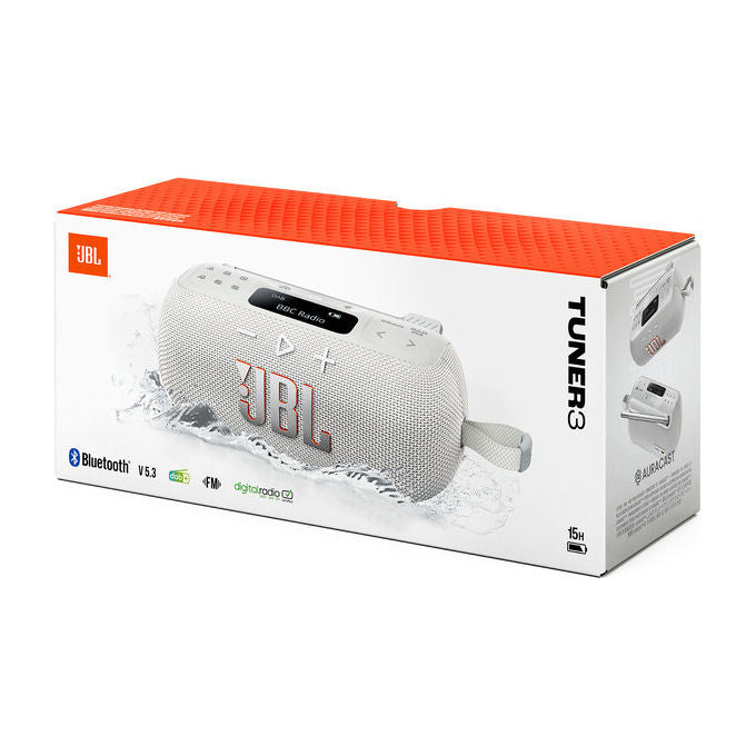 JBL TUNER3WHT TUNER 3 Radio Portatile DAB DAB+ FM Bluetooth 5.3 7W IP68 12h colore Bianco