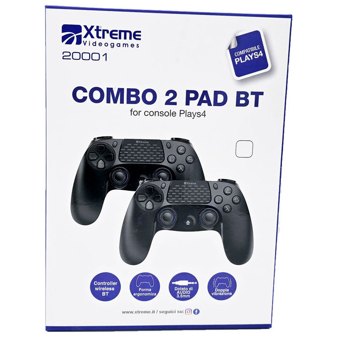 Xtreme, Combo 2 Gamepad Wireless Bluetooth Nero per Playstation 4