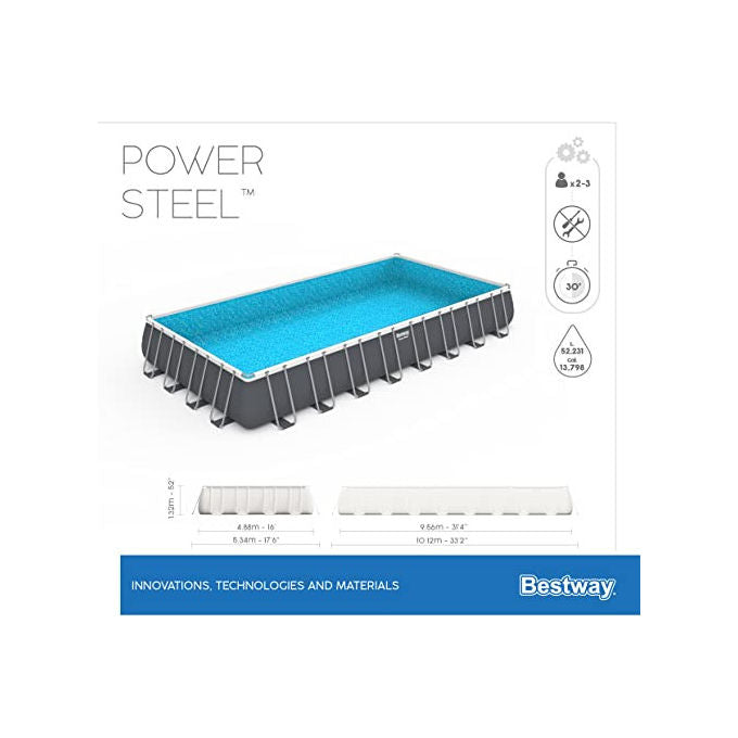 Bestway Piscina Fuori Terra Power Steel 956x488x132 cm Grigio Scuro