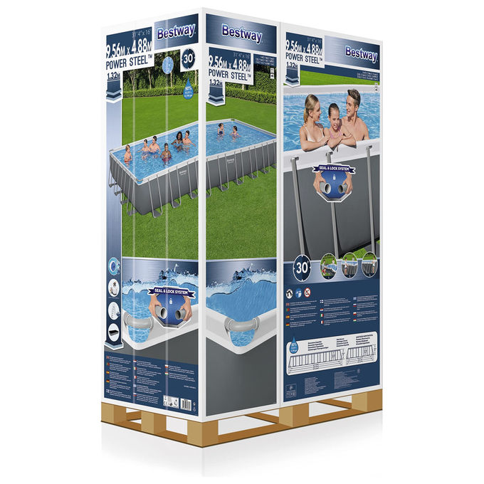 Bestway Piscina Fuori Terra Power Steel 956x488x132 cm Grigio Scuro
