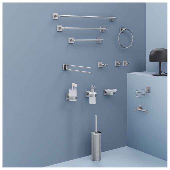 Gedy Porta Asciugamani ad Anello da Parete FJ70 38 Fuji Acciaio Inox Silver Spazzolato