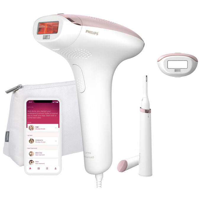 Philips BRI920 Lumea Advanced Serie 7000 Epilatore a Luce Pulsata IPL 5 Livelli 250000 Flash Sensore Tono Pelle con Rifinitore colore Bianco