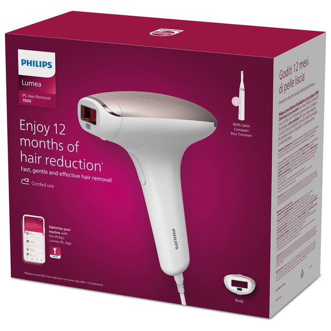 Philips BRI920 Lumea Advanced Serie 7000 Epilatore a Luce Pulsata IPL 5 Livelli 250000 Flash Sensore Tono Pelle con Rifinitore colore Bianco