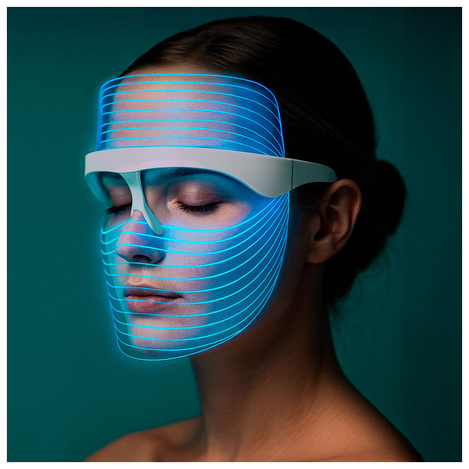 Jocca 2798 Maschera Viso LED 7 Colori Terapia LED Antirughe Ricaricabile USB 90g colore Trasparente
