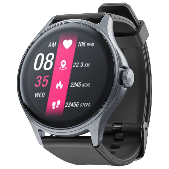 Cellularline Ion Pro, Smartwatch Rotondo, Display TFT 1.38'', Monitoraggio Salute, Nero