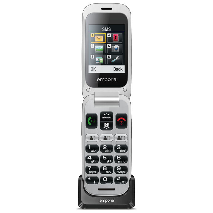 Emporia V200_001_SG emporiaONE Telefono per Anziani a Conchiglia 2G 2.4'' 2 MP Bluetooth IP54 colore Grigio Argento