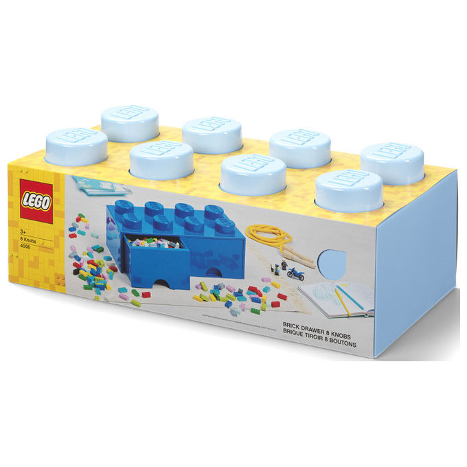 Lego Contenitore Brick con 8 Cassetti Azzurro Impilabile