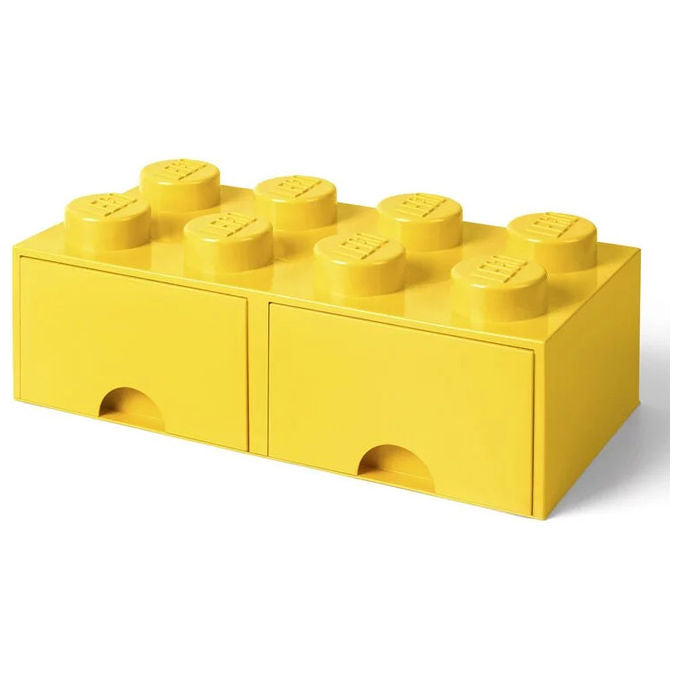 Lego Brick Drawer Contenitore 8 Pomelli Giallo Scatola Portaoggetti Impilabile