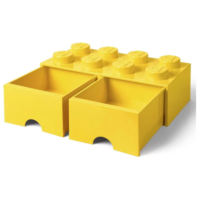 Lego Brick Drawer Contenitore 8 Pomelli Giallo Scatola Portaoggetti Impilabile