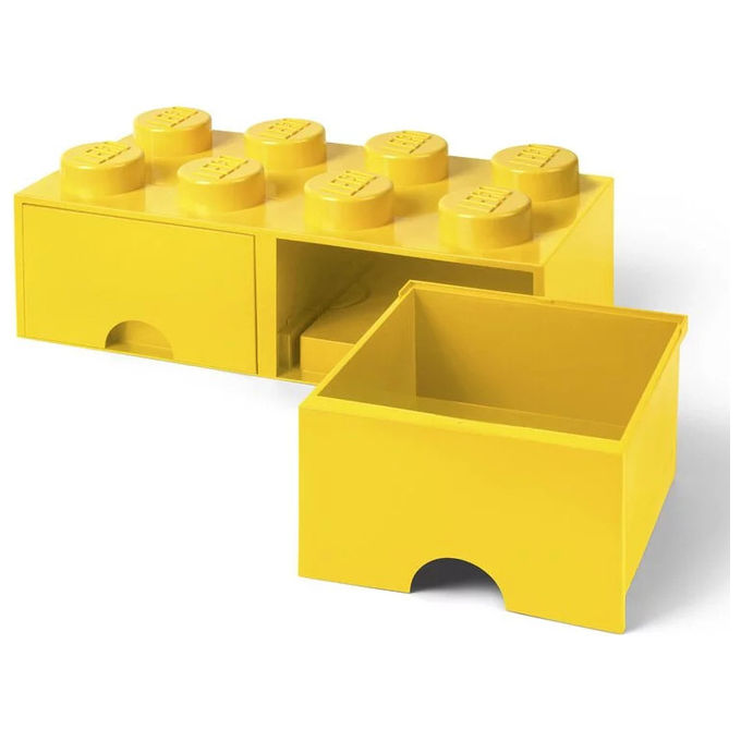 Lego Brick Drawer Contenitore 8 Pomelli Giallo Scatola Portaoggetti Impilabile