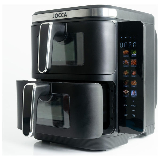 JOCCA Friggitrice ad Aria Doppio Cestello 11 Litri 2600 Watt 60-200 °C Nero