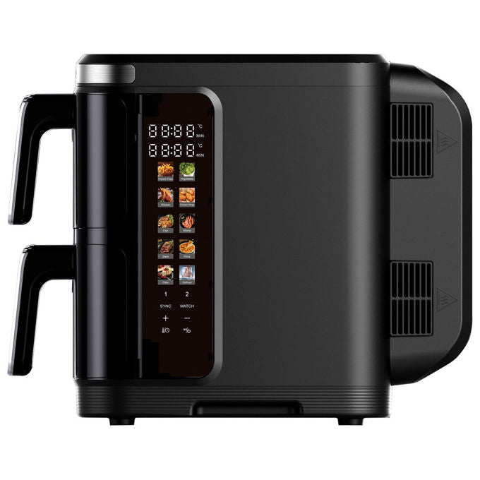 JOCCA Friggitrice ad Aria Doppio Cestello 11 Litri 2600 Watt 60-200 °C Nero