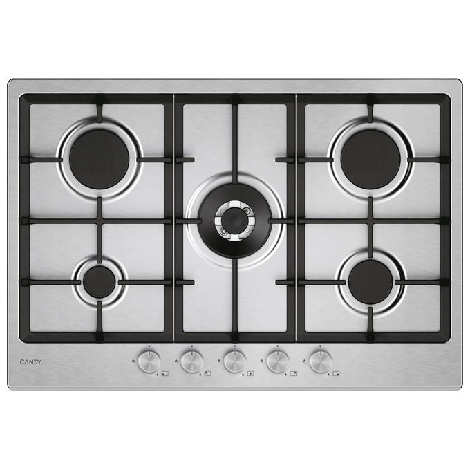 Candy, Piano Cottura a Gas, Acciaio Inox, 74.5 cm, 5 Fuochi, CHG74WTX