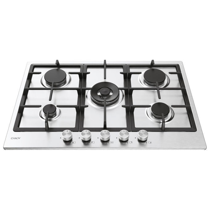 Candy, Piano Cottura a Gas, Acciaio Inox, 74.5 cm, 5 Fuochi, CHG74WTX