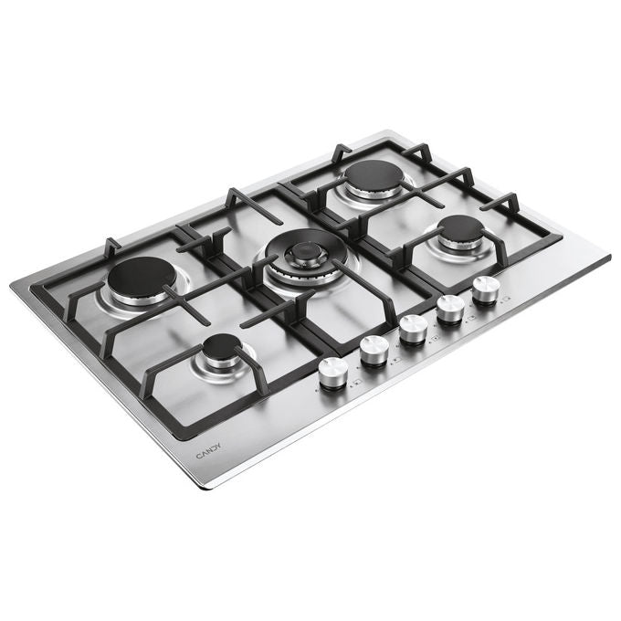 Candy, Piano Cottura a Gas, Acciaio Inox, 74.5 cm, 5 Fuochi, CHG74WTX