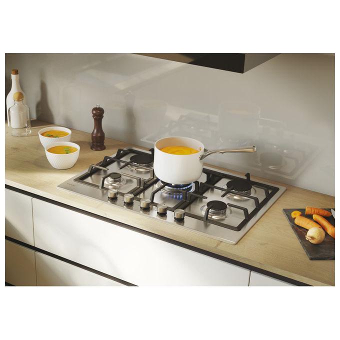 Candy, Piano Cottura a Gas, Acciaio Inox, 74.5 cm, 5 Fuochi, CHG74WTX
