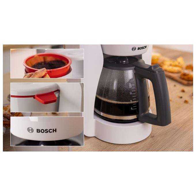 Bosch, Macchina da Caffe' con Filtro, 1.25 L, Manuale, Bianco