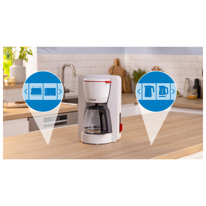 Bosch, Macchina da Caffe' con Filtro, 1.25 L, Manuale, Bianco