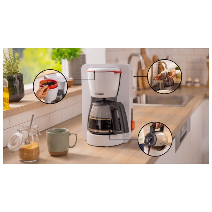 Bosch, Macchina da Caffe' con Filtro, 1.25 L, Manuale, Bianco