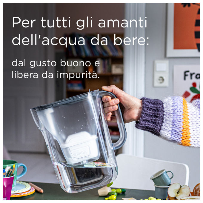 Brita, Caraffa Filtrante Style Essential, 2.4L, Stone Blue, Include 3 Filtri Maxtra Pro