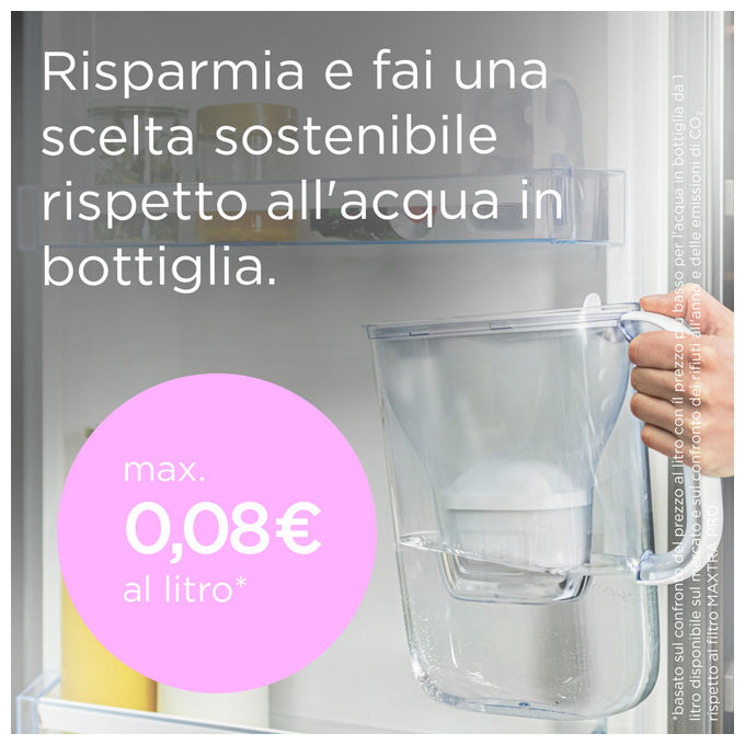 Brita, Caraffa Filtrante Style Essential, 2.4L, Stone Blue, Include 3 Filtri Maxtra Pro