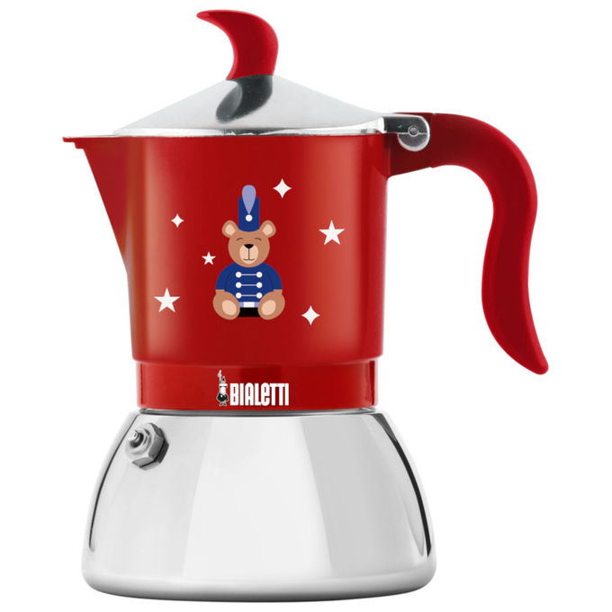 Bialetti, Caffettiera Moka Manuale, 0.473 L, Acciaio Inox Rosso