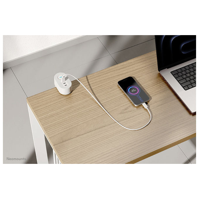 Neomounts, Multipresa Da Tavolo Con Morsetto, USB-C, USB-A, Ricarica Rapida, Bianca