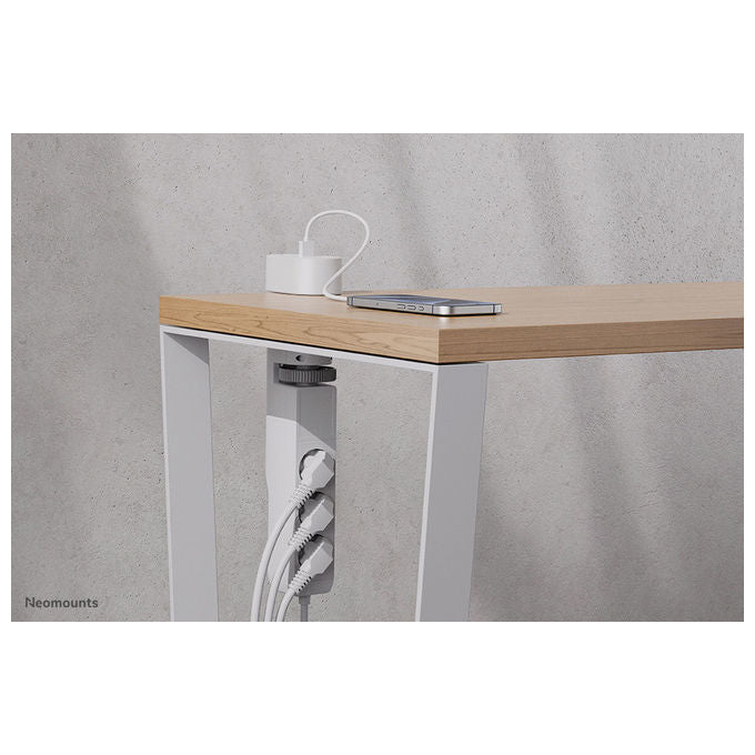 Neomounts, Multipresa Da Tavolo Con Morsetto, USB-C, USB-A, Ricarica Rapida, Bianca