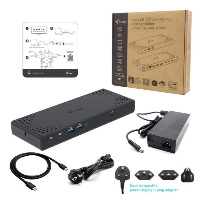 I-tec, Docking Station USB-C, Triple Display, 100W Power Delivery, Gen 2