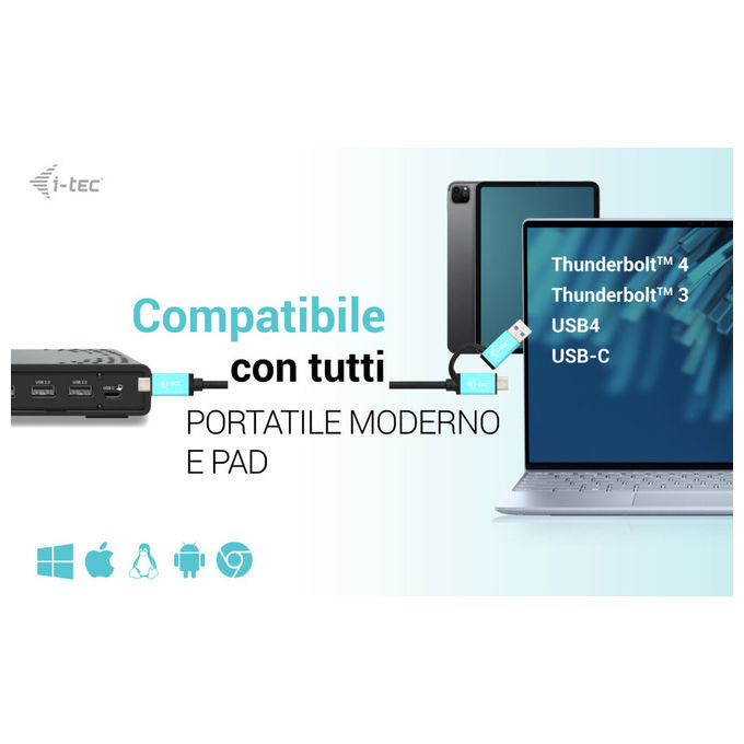 I-tec, Docking Station USB-C, Triple Display, 100W Power Delivery, Gen 2