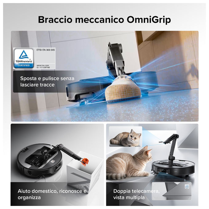 Roborock, Saros Z70 Robot Aspirapolvere Lavapavimenti, 22000 Pa, Bianco