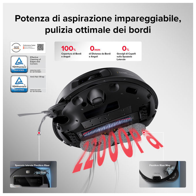 Roborock, Saros Z70 Robot Aspirapolvere Lavapavimenti, 22000 Pa, Bianco