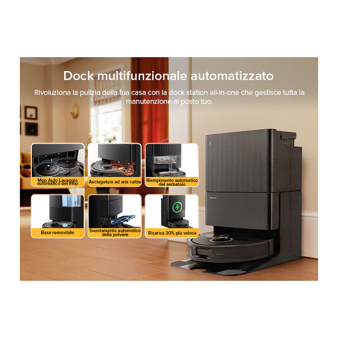 Roborock, Robot Aspirapolvere e Lavapavimenti Qrevo 5AE, 12000 Pa, Nero