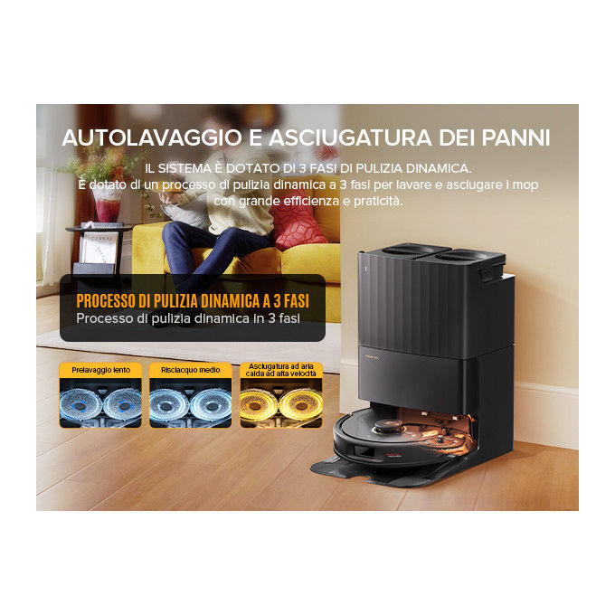 Roborock, Robot Aspirapolvere e Lavapavimenti Qrevo 5AE, 12000 Pa, Nero